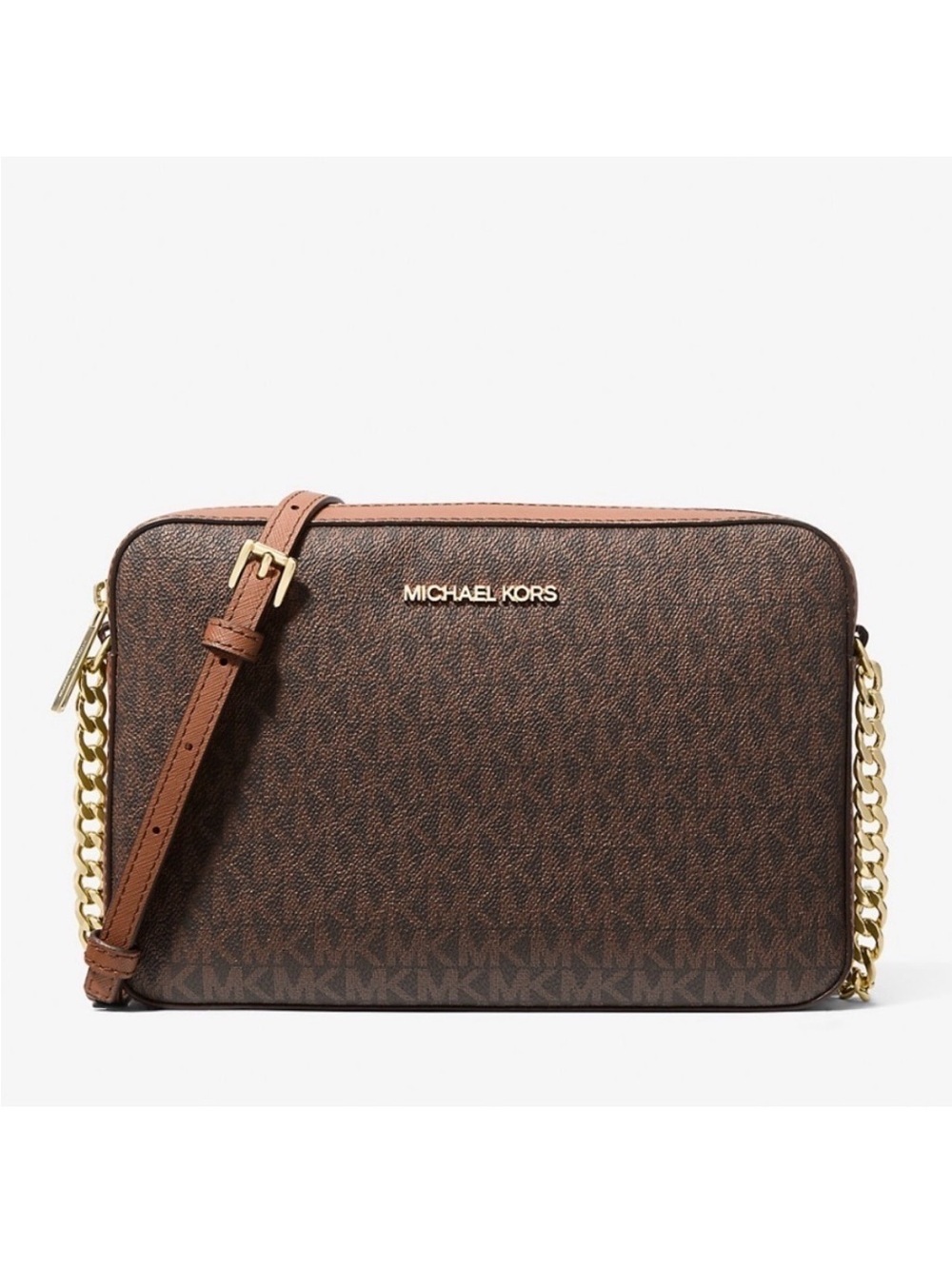 Michael Kors Brown and Gold Monogram Camera Bag